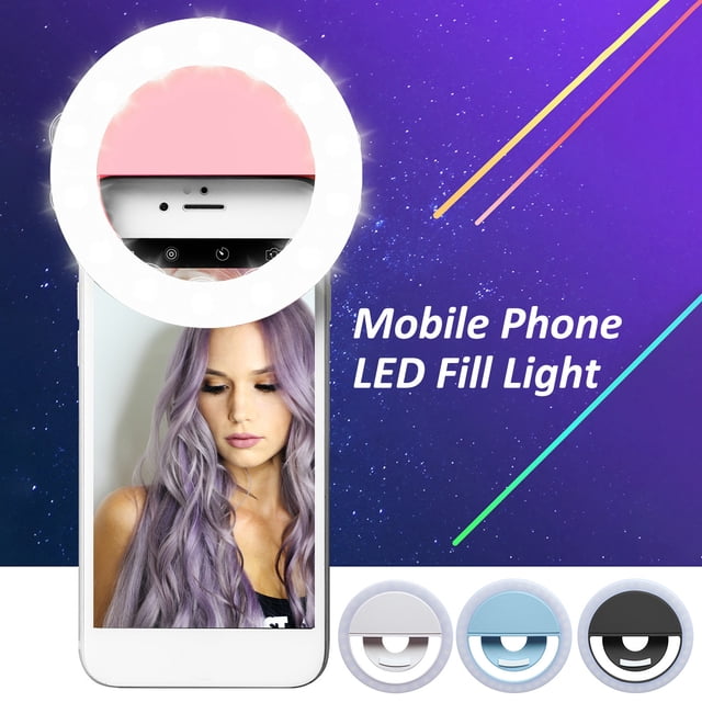 YAOMOBB Adjustable Brightness Fill Light LED Rechargeable Selfie Fill Light Clip on Round Beauty Ring Light Portable 3 Modes Selfie Lights for Enhanced Photos