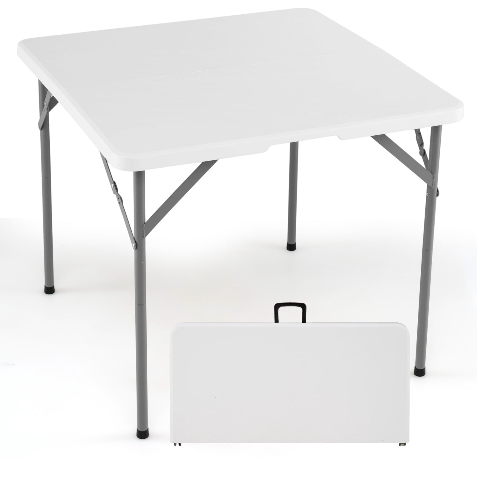 Gymax 34'' Folding Table w/ Carrying Handle Plastic Table for Picnic ...