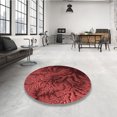 thumbnail image 4 of Ahgly Company Tapis Rond Lavable en Machine Intérieur Transitionnel Rouge Bordeaux, 4 Pieds Rond, 4 of 7