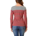 thumbnail image 3 of INSPIRE CHIC Blouse pour Femme à Rayures à Blocs de Couleur à Manches Longues T-Shirt Décontracté m Rouge Gris, 3 of 7