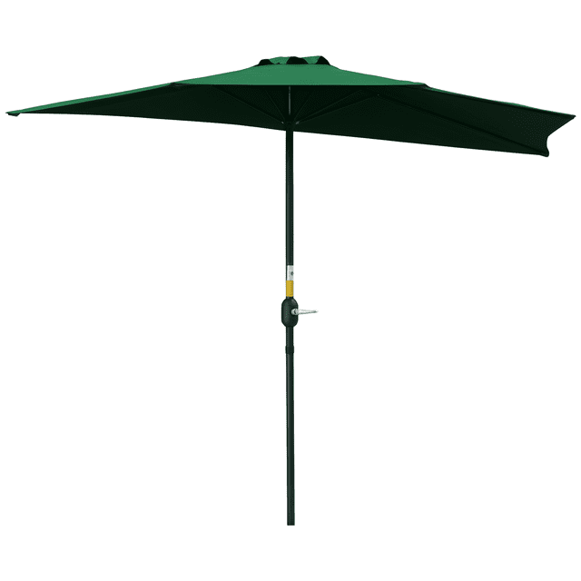Outsunny Parasol Demi-Parasol de Patio 9,8 Pi Pare-Soleil, Manivelle, Vert