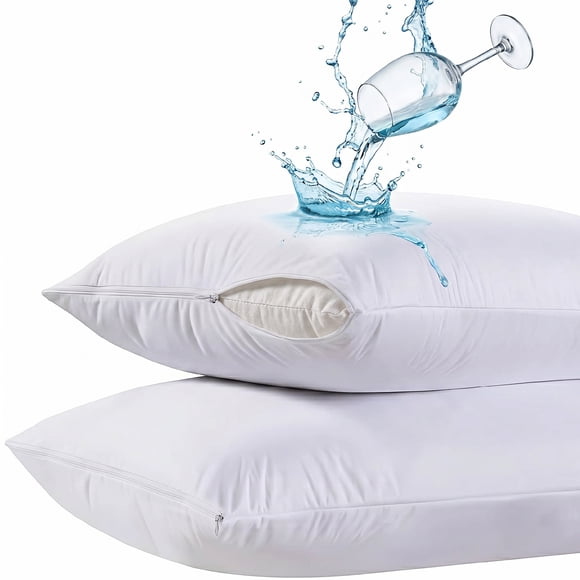 Beddora 2 Pack Pillow Protectors Standard Size – Waterproof Zippered Pillow Case Covers, Bed Bug & Dust Mite Proof Pillow Encasements 20" x 26", Soft Noiseless Waterproof Pillow Covers for Sleeping