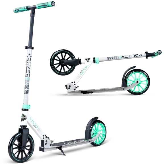 Madd Gear Folding Commuter Scooter for Adults & Teens – Kruzer 200 – White/Teal