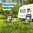 thumbnail image 4 of Gymax Lot de 4 Chaises Pliantes Chaises Inclinables Réglables avec Appuie-Tête Patio Jardin Gris, 4 of 10