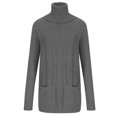 thumbnail image 1 of Yuyuzo Chandail Surdimensionné pour Femmes Col Roulé Manches Longues Haut Tricoté Confortable chandail Uni, 1 of 5