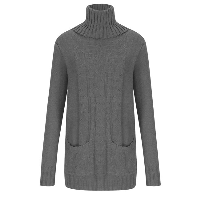 Yuyuzo Chandail Surdimensionné pour Femmes Col Roulé Manches Longues Haut Tricoté Confortable chandail Uni