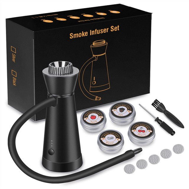 Fumoir à Cocktail, Outil Électrique Portable pour Aliments et Boissons, Injecteur de Fumée Intérieur et Extérieur Fumoir Portatif(A)