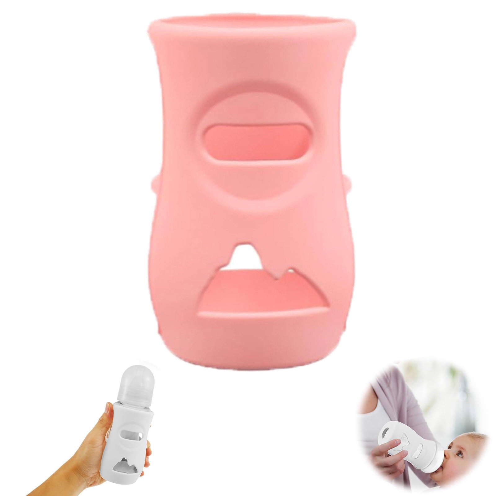 SIfdSeng Silicone Sleeve for Natural Glass Baby Bottles Breakage Baby Bottle Holder Insulated Natural Silicone Bottle Cover Compatible Glass Natural Baby Bottle 8 Oz