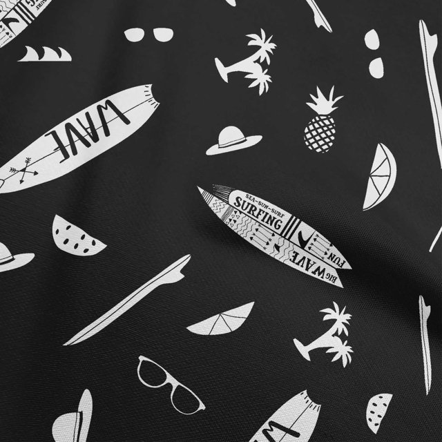 oneOone Polyester Spandex Black Fabric Beach Sewing Craft Projects Fabric Prints By Yard 56 Inch Wide