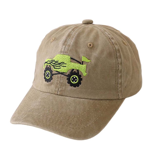 MIASHUI Boys Embroidery Baseball Hat Cartoon Prints Trucker Sun Hat,Khaki,2-8 Years