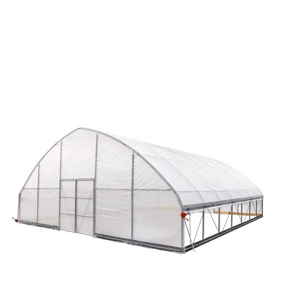 TMG Industrial Commercial Tunnel Greenhouse, 30' x 30', 6 Mil Clear Poly Covers and Roll-Up Sides, TMG-GH3030