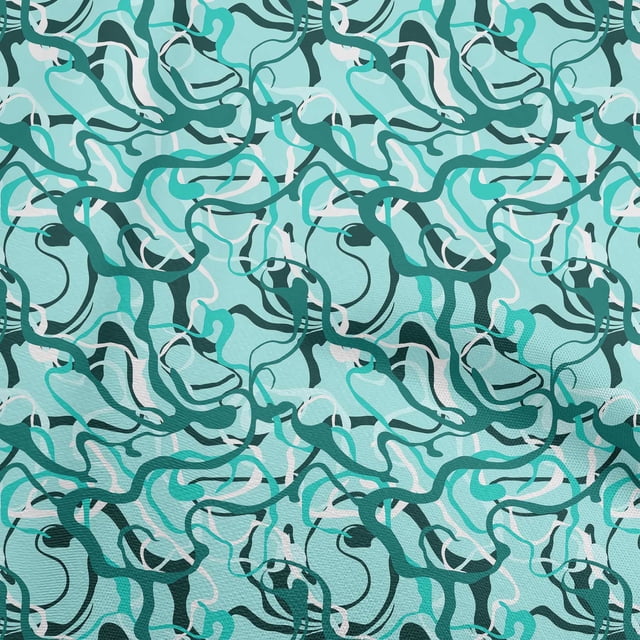 oneOone Rayon Turquoise Blue Fabric Abstract Dress Material Fabric Print Fabric By The Yard 56 Inch Wide