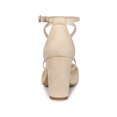 thumbnail image 2 of BLISSFUL STEP Women's Pointed Toe Cross Strap Block Heels Pumps Beige 9, 2 of 7