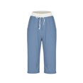thumbnail image 3 of Cameland Pantalon Capri d'Été pour Femmes Pantalon Court en Coton et Lin pour Femmes Patchwork à Cordon Poches Pantalon, 3 of 5