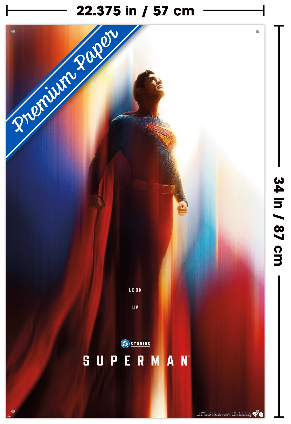 DC Studios Superman (2025) - Superman Teaser One Sheet Wall Poster with Pushpins, 22.375" x 34"