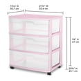 thumbnail image 2 of Sterilite Wide 3 Drawer Cart, Pink, 2 of 5