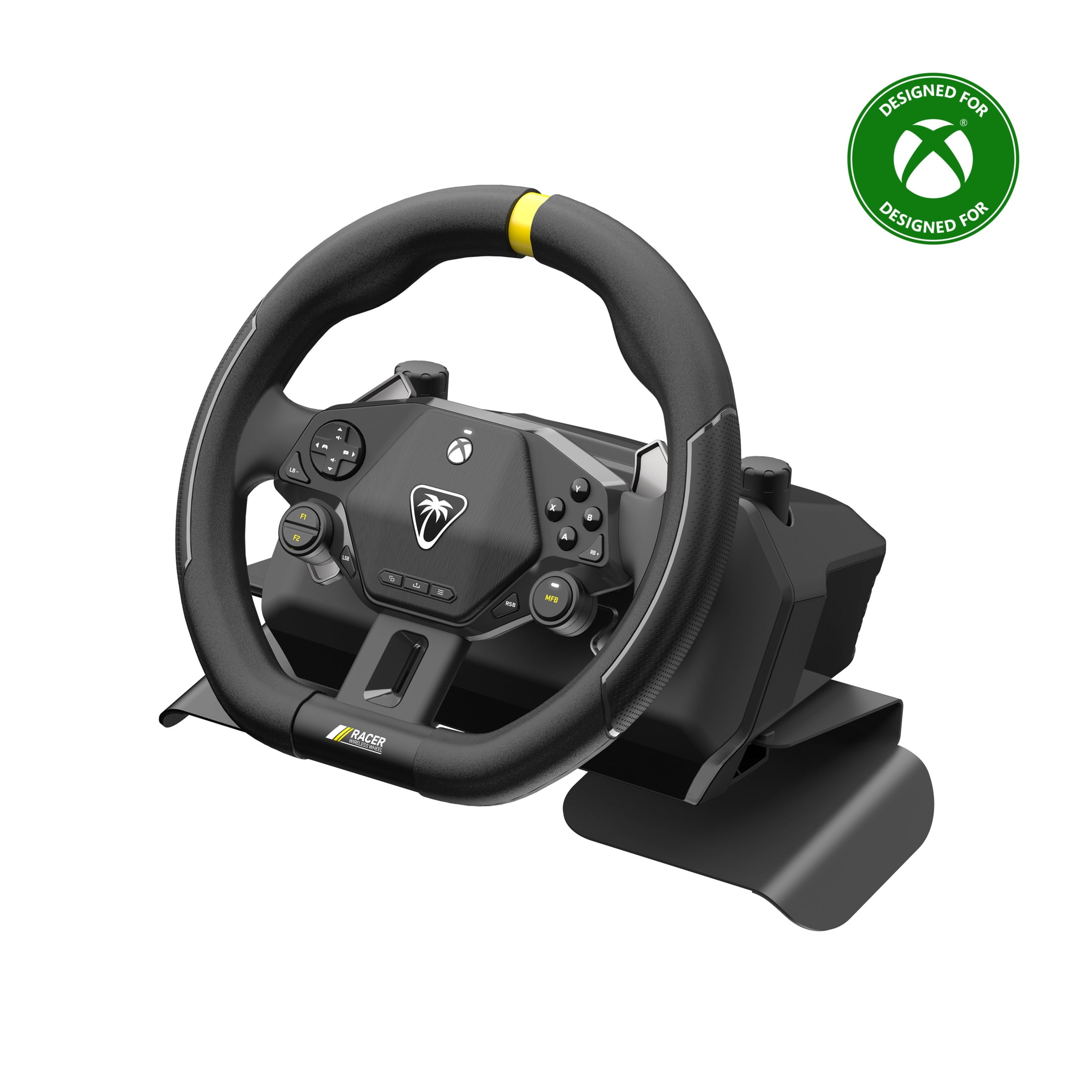 Système de volant de course sans fil Turtle Beach Racer (Noir) - Sous licence officielle pour Xbox Series X|S, Xbox One et Windows - Design complet, connexion sans fil fiable, jusqu'à 30 h d'autonomie