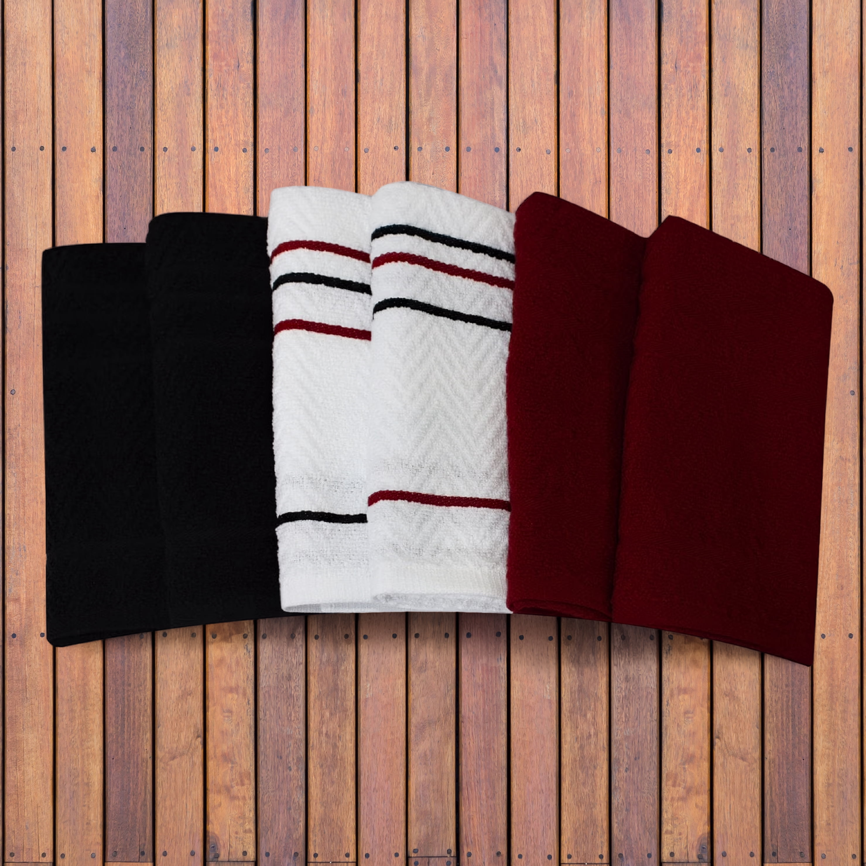 Lot de 6 torchons de cuisine Mainstays, 100 % coton, 40 x 66 cm, rouges