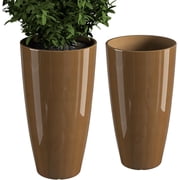 QCQHDU 21 inch Tall Planters for Outdoor Plants Set of 2,Outdoor Planters for Front Porch,Large Pots for Plants Outdoor Indoor,Champagne Planters Flower Pots