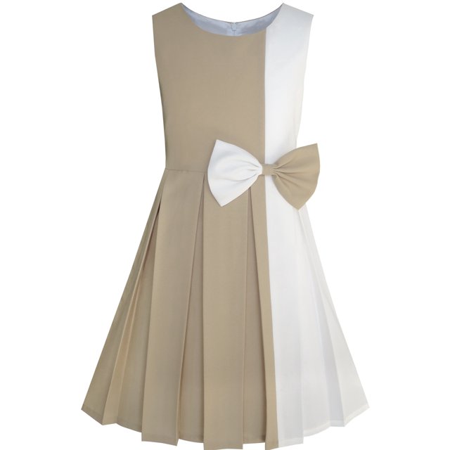 Girls Dress Color Block Contrast Bow Tie Everyday Party 4 Years