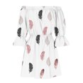 thumbnail image 4 of Robe Courte Élégante pour Femme Été Aguichant Décontractée à Épaules Dénudées Manches Évasées Unie et Imprimée Robes Combinaison Robe en Liquidation, 4 of 5