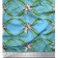 thumbnail image 1 of Soimoi Blue Moss Georgette Fabric Pine & Leaves Decor Fabric Printed Yard 44 Inch Wide, 1 of 3