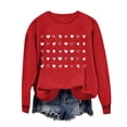 thumbnail image 1 of Penkiiy Chandail en Molleton Imprimé Cœur pour Femmes Manches Longues Col Rond Décontracté Ample Vintage Amour Graphique Chandail Rouge, 1 of 4