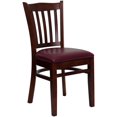 thumbnail image 1 of HERCULES Series Vertical Slat Back Mahogany Wood Restaurant Chair - Burgundy Vinyl Seat, 1 of 6