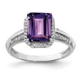thumbnail image 1 of 925 Sterling Silver Rhodium-plated Octagonal Amethyst and Diamond Ring, 1 of 2
