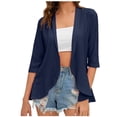 thumbnail image 1 of Cardigan à Manches Mi-Longues Uni pour Femmes, Mode Décontractée Printemps et Été, 1 of 1