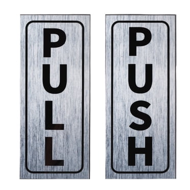Unique Bargains Push Pull Door Sign 2'x5' Adhesive Vertical Pull Push Sticker Silver 1 Set