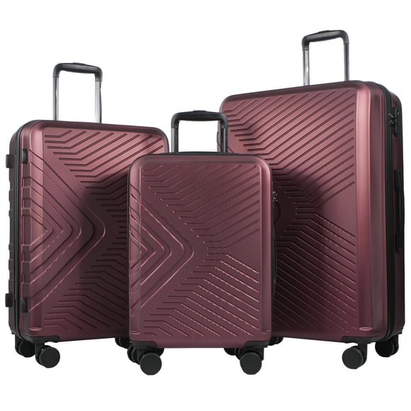 Travelhouse 3 Pièces Hardshell Hardside Ensemble de Bagages, Valise Légère avec Serrure TSA et Roulettes Multidirectionnelles 20 Po, 24 Po, 28 Po (Rouge)