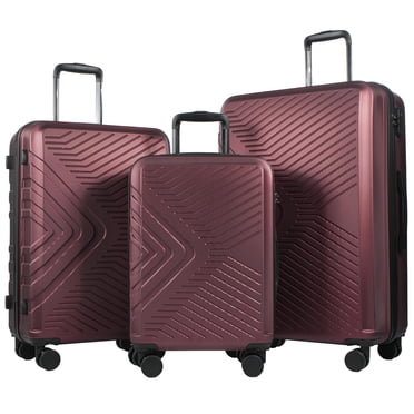 Travelhouse 3 Piece Hardshell Luggage Set Hardside Lightweight Suitcase with TSA Lock Spinner Wheels 20in24in28in.(Red)