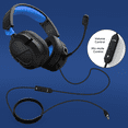 thumbnail image 4 of FONHAID Gaming Headset for PS5, PS4, PC, Laptop, Switch, MAC, Xbox Headset with Noise Canceling Microphone, Wired Over-Ear Headphones with Bass Surround, Ultralight Weight, Black&Blue, 4 of 8