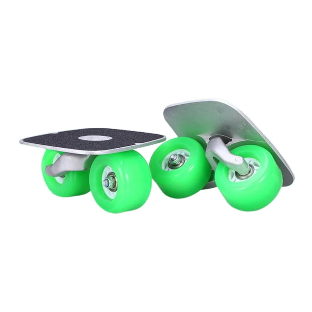 Planche Portable, Patins de Route à Roulettes avec Conception à Plaque Divisée, Comprenant Deux modules avec surfaces Antidérapantes et Roues Vert Vif. Faits d'Aluminium durable, Ces Patins Compacts Sont Idéaux pour Débutants et Professionnels, Convenant aux Adultes et aux Enfants.