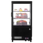 YUSAZENS ABS & Double Tempered Glass Countertop 1-Door Refrigerated Display Case, 58L Mini Fridge for Cake Dessert Drink Black
