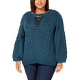 thumbnail image 1 of Love Scarlett Lace Up Sweater (Medıum Blue, 1X Plus), 1 of 3