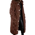thumbnail image 2 of cllios Women Hooded Open Front Cardigan Cable Knit Sweaters Solid Color Button Down Chunky Long Sweater Coats with Pocket, 2 of 6