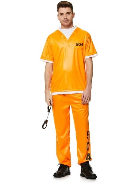 Orange Inmate Jumpsuit Costume | Careers and Uniforms | Mens Costumes (Medium)
