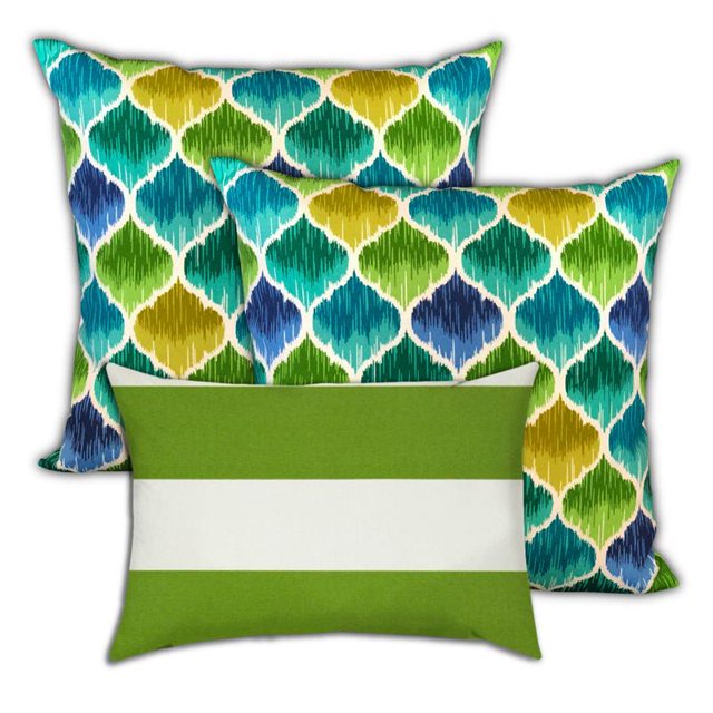 Joita Coussin Intérieur/extérieur Honolulu Waters - Tissu Polyester Vert (Ensemble de 3)