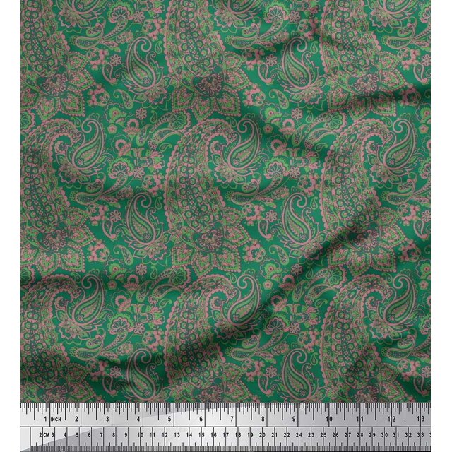 Soimoi Poly Georgette Fabric Artistic Paisley Fabric Prints by Yard 52 Inch Wide