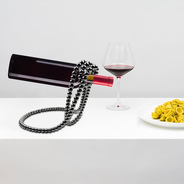 EGNMCR Room Decor Artificial Pearl Necklace Floating Wine Rack, Suspended Red Wine Rack, Home Desktop Decoration, Style Decoration,Wine Bottle Stand For Bar And Home Necklace Floating Wine Rack