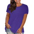 thumbnail image 2 of AherBiu Hauts Grande Taille pour Femmes T-Shirt à Manches Courtes Col Ras du Cou Été Décontracté Confortable T-Shirts Basiques, 2 of 4