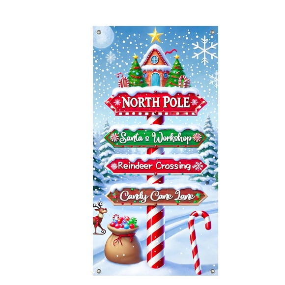 Hearth & Gear Door Cover Winter Snowman Door Banner Holiday Indoor Outdoor Door Hanging For Porch Wall Home Party Seasonal Photo Background Outdoor Pennant Flags Canadian Flag for Car Hood Bunting