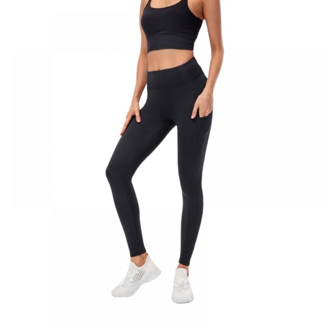 Pantalon de Yoga Chaud Taille Haute Doublé en Molleton pour Femmes avec Poches