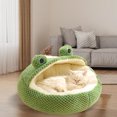 thumbnail image 3 of Soft Plush Pet Cave Bed, Cute Cartoon Design, Keep Warm, Breathable, Lightweight for Cats Dogs, 3 of 7