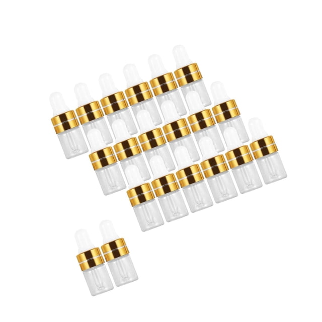20 Pieces Empty Glass Dropper Bottles Containers Bottles Essential for Perfume Oils Liquids Gold 1ml