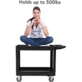 thumbnail image 3 of Service Cart 2-Shelf, Storage Handle, 500 lbs Capacity, for Warehouse/Garage/Cleaning/Manufacturing，45"X25", 3 of 8