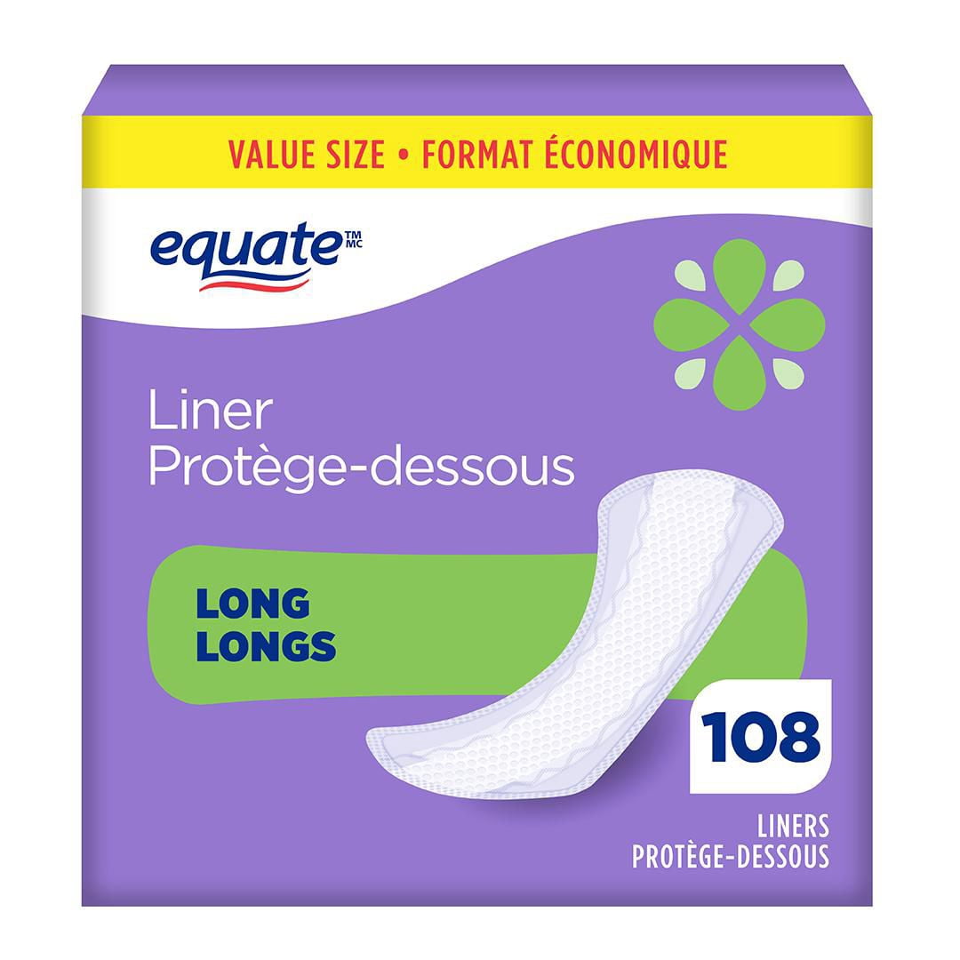 Protège-dessous longs Equate à absorption légère, sans parfum, 108 unités