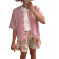 thumbnail image 1 of Gupgi Knitted Crop Cardigan for Women Short Sleeve Button Down Sweater Solid Color Ribbed Tops, 1 of 6